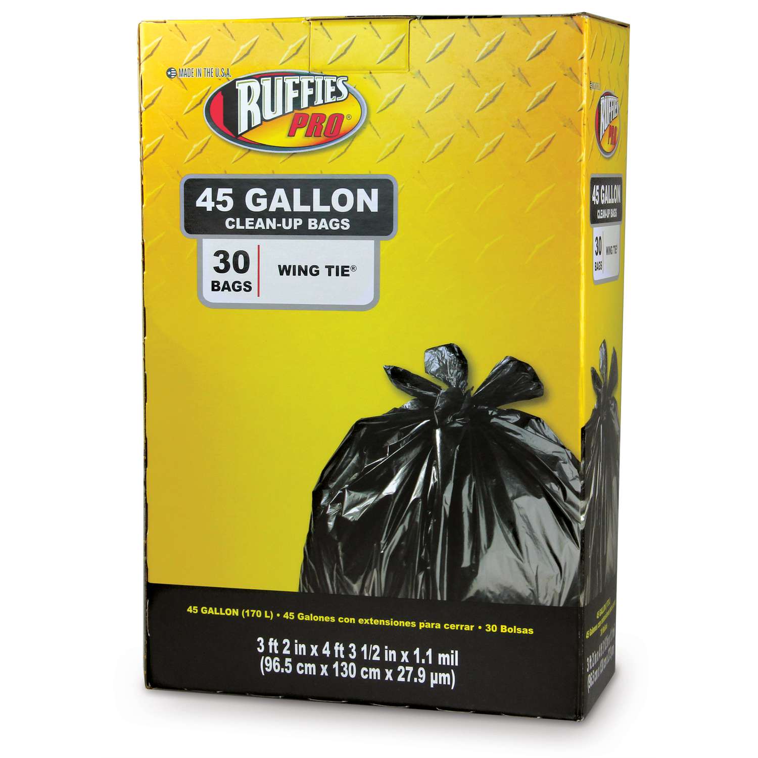 Ruffies Pro 45 gal Trash Bags Wing Ties 30 pk 1.1 mil Ace Hardware
