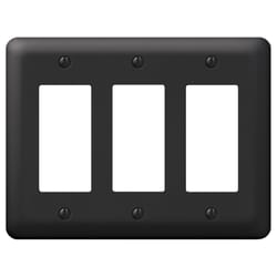 Amerelle Devon Matte Black 3 gang Stamped Steel Decorator Wall Plate 1 pk