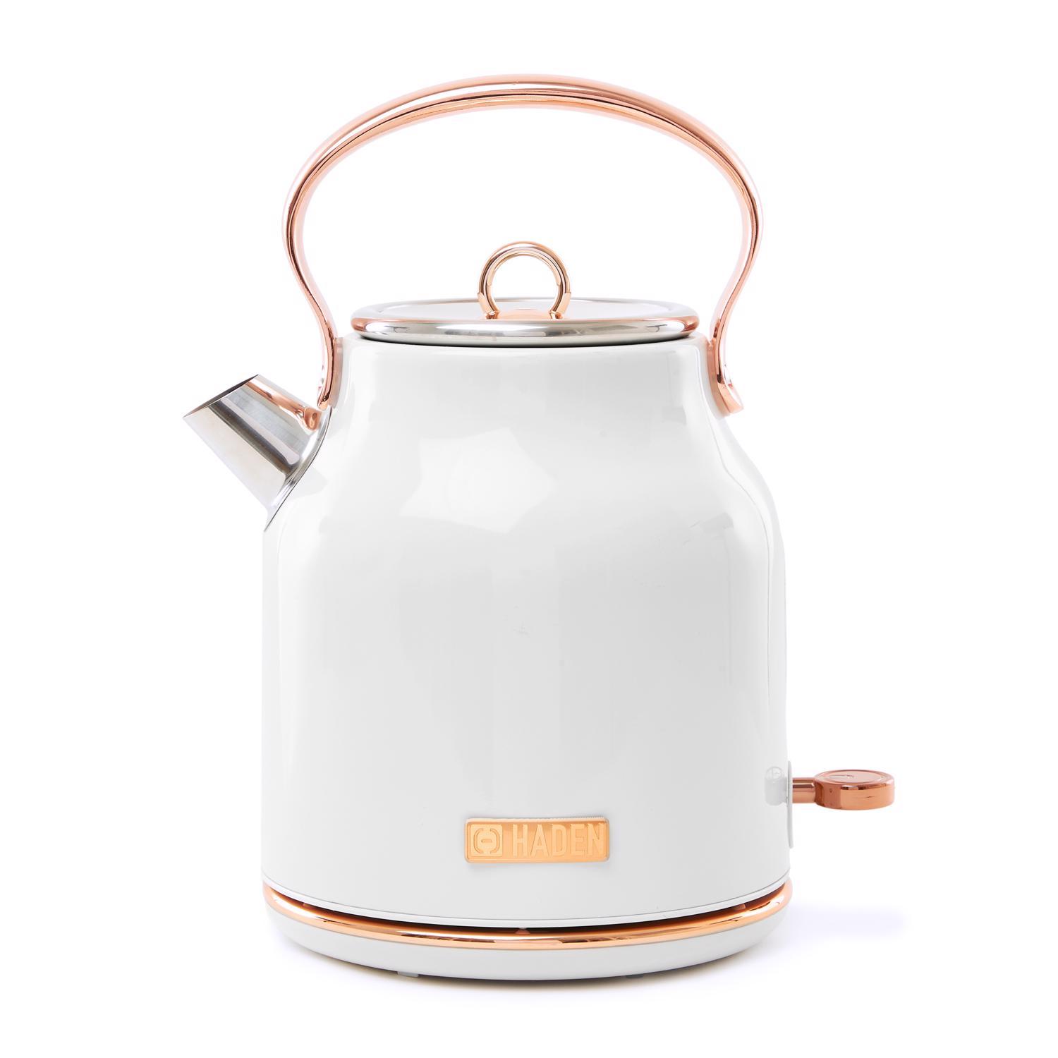 Haden White Retro Stainless Steel 1.7 L Electric Tea Kettle Sansujyuku sansujyuku.com