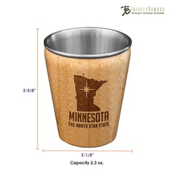 Totally Bamboo 2 oz Brown/Silver Stainless Steel/Wood Minnesota Shot Glass