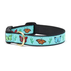 Up Country Blue Butterfly Effect Nylon Dog Collar Medium