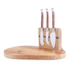Final Touch 10 in. L X 7.3 in. W X 0.5 in. Wood Cheese Board with Slicer