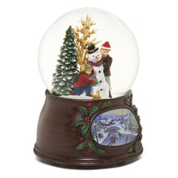 Roman Glitter Dome Multicolored Kids Building A Snowman Musical Table Decor 5.5 in.