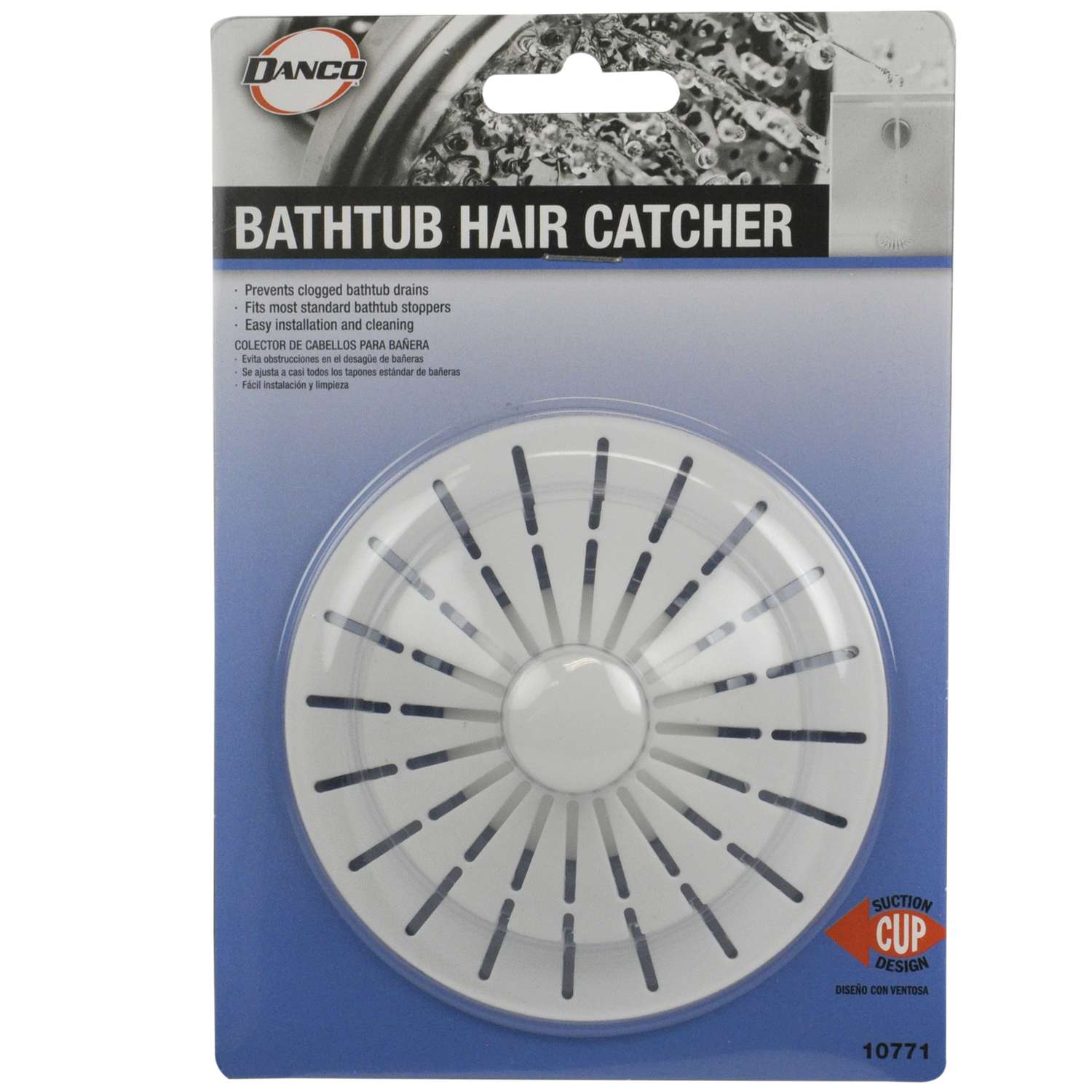 Hair Catcher Shower Drain Cover in White - Danco