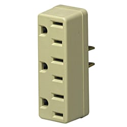 Leviton Outlet Adapter Triple Tap 15 Amp 125 volts 2 pole, 2 wire Ivory Bulk