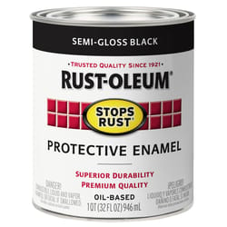 Rust-Oleum Stops Rust Indoor and Outdoor Semi-Gloss Black Rust Prevention Paint 1 qt