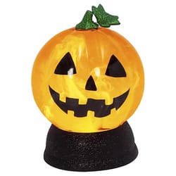 Gerson 7 in. Lighted Spinning Smoky Water Globe Pumpkin Halloween Decor