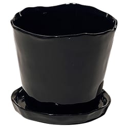 Chive Tika 5 in. D Ceramic Flower Pot Black