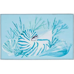 Olivia's Home 22 in. W X 32 in. L Blue/White Nautilus in Coral Polyester Rug