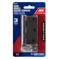 Ace 3 in. L Oil Rubbed Bronze Residential Door Hinge 3 pk