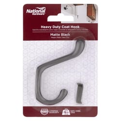 National Hardware Medium Matte Black Metal 4.59 in. L Heavy Duty Coat/Hat Hook 75 lb 1 pk