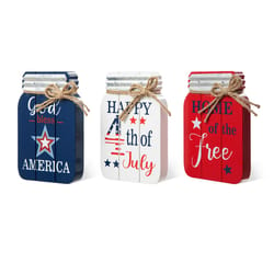 Glitzhome Patriotic God Bless America Table Decor MDF 3 pk