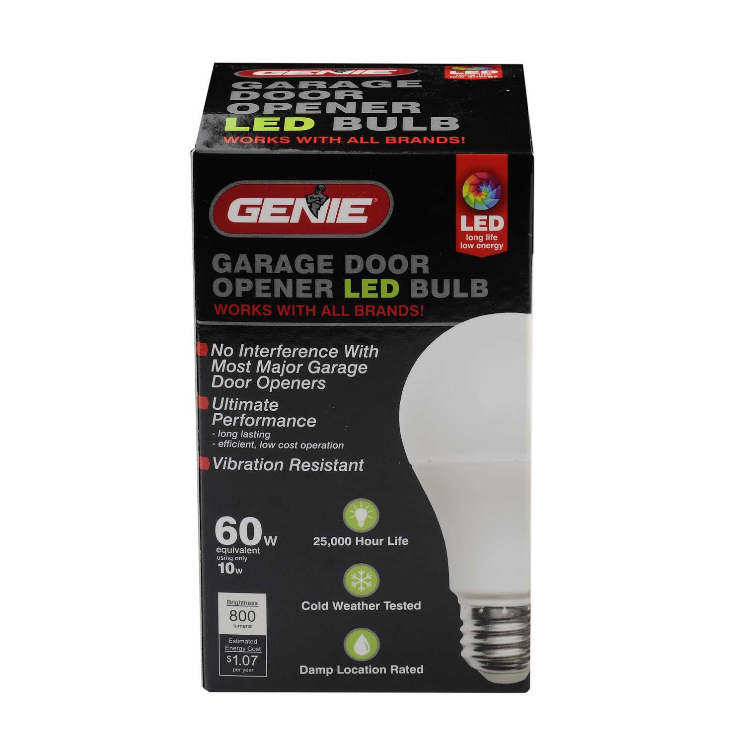 Genie A19 E26 Medium Led Garage Door Bulb Warm White 60 Watt