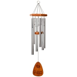 Wind River In Loving Memory Silver Aluminum/Wood 30 in. Wind Chime