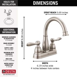 Delta Windemere Brushed Nickel Centerset Bathroom Sink Faucet 4 in.