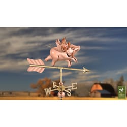 Good Directions Polished Brass/Copper 26 in. Flying Pig Weathervane For Garden Pole