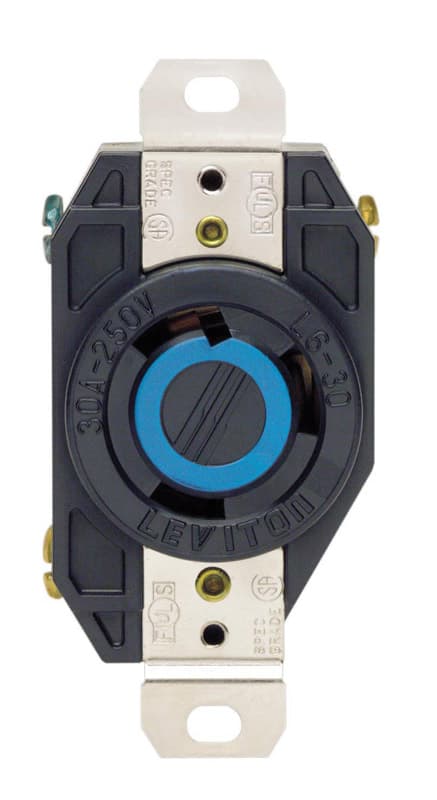 Leviton V-0-MAX 30 amps 250 V Single Black Locking Receptacle L6-30R 1 pk - 02620-00D - Electrical Switches  sku 02620-00D