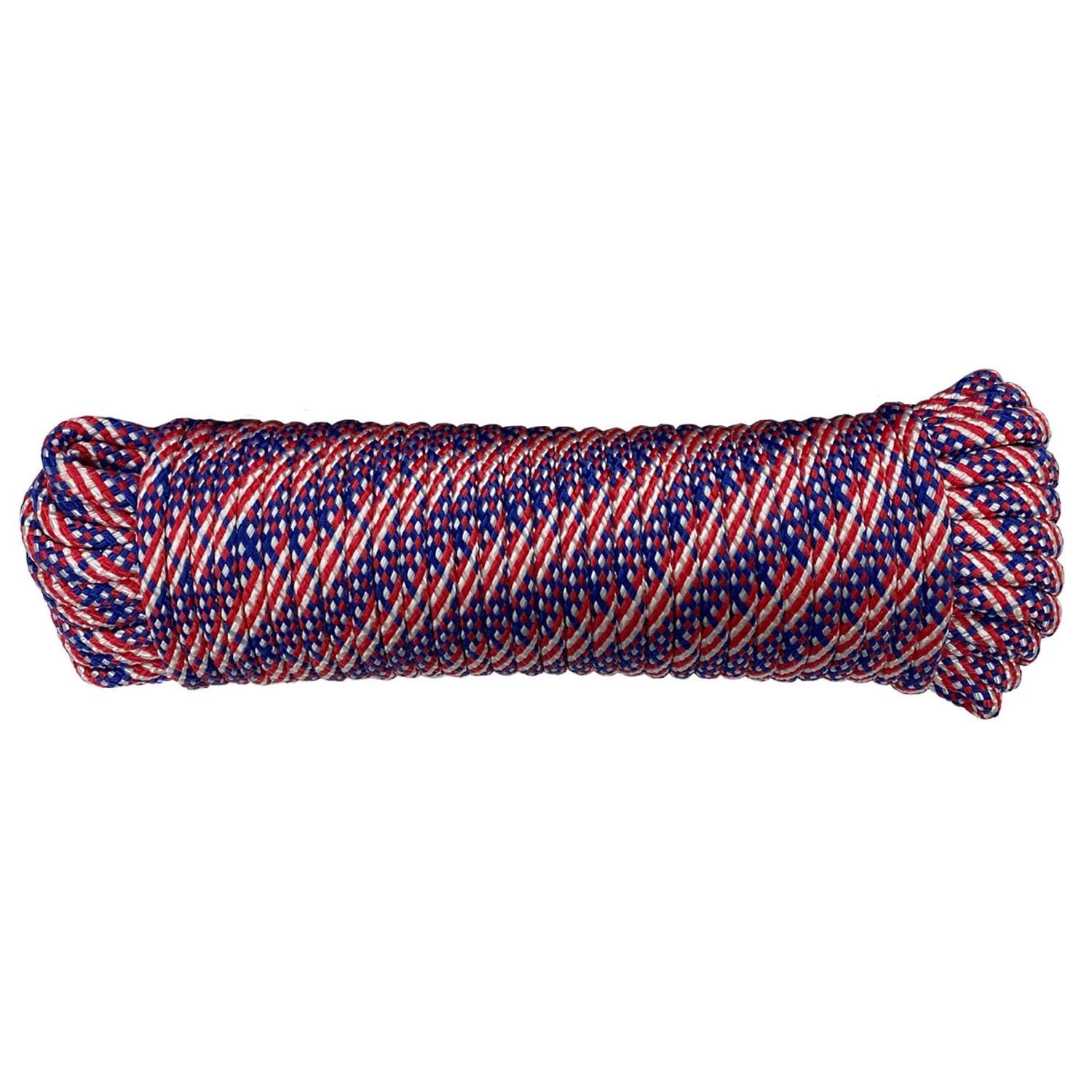 Diamond Braid Poly Rope 3/8 In x 100 Ft 244 lbs Limit - Blue, Red