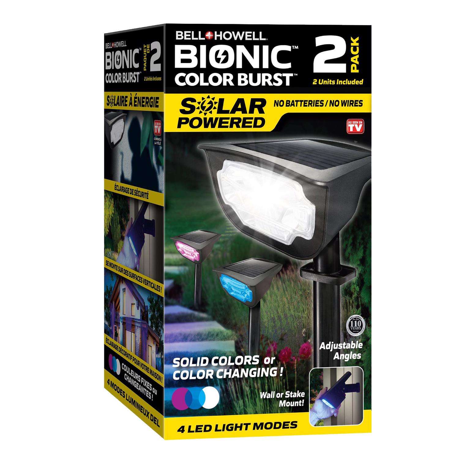 Bell Howell Bionic Black Solar Powered 0.5 W LED Garden Light 2 pk Mfr 8208 Ace Hardware