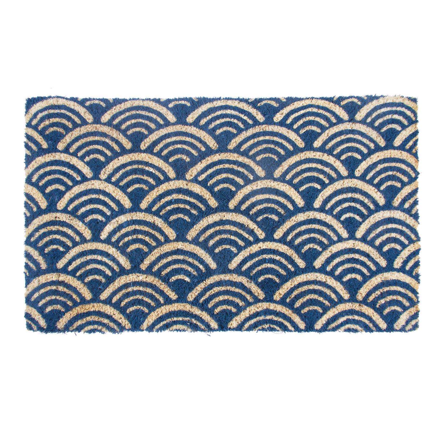 Entryways 18 in. L X 30 in. W Blue Scalloped Coir Door Mat Ace Hardware