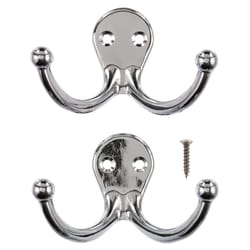 Amerock 2-3/4 in. L Silver Zinc Small Double Prong Hook 1 pk Amerock 2-3/4 in. L Silver Zinc Small Double Prong Hook 1 pk