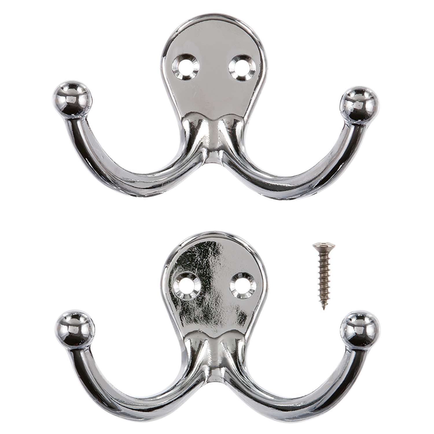 Ace 1-3/4 in. L Chrome Silver Metal Small Double Garment Hook 2 pk - Ace  Hardware