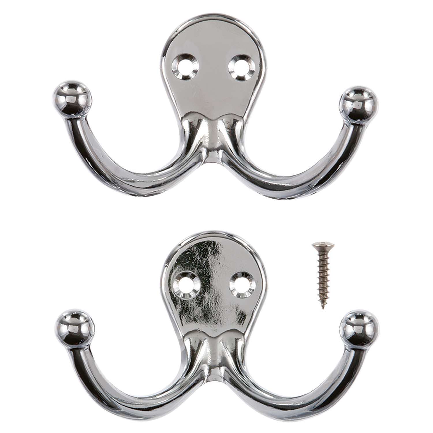 Ace 1 3 4 in. L Chrome Silver Metal Small Double Garment Hook 2 pk