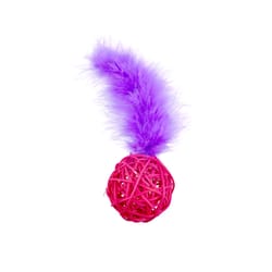 Boss Pet Pet Park Blvd Purple/Red Woven Paracord Wicker Ball Cat Toy 1 pk