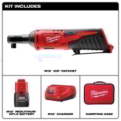 Milwaukee M12 1.5 amps 3/8 in. Cordless Brushed High Speed Ratchet Kit (Battery & Charger)