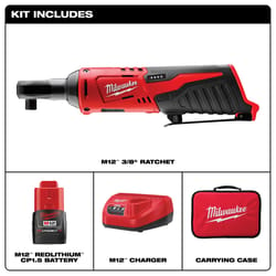 Milwaukee M12 1.5 amps 3/8 in. Cordless Brushed High Speed Ratchet Kit (Battery & Charger)
