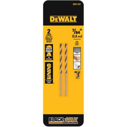 DeWalt Black & Gold 7/64 in. X 2.62 in. L Black Oxide Drill Bit Round Shank 2 pc