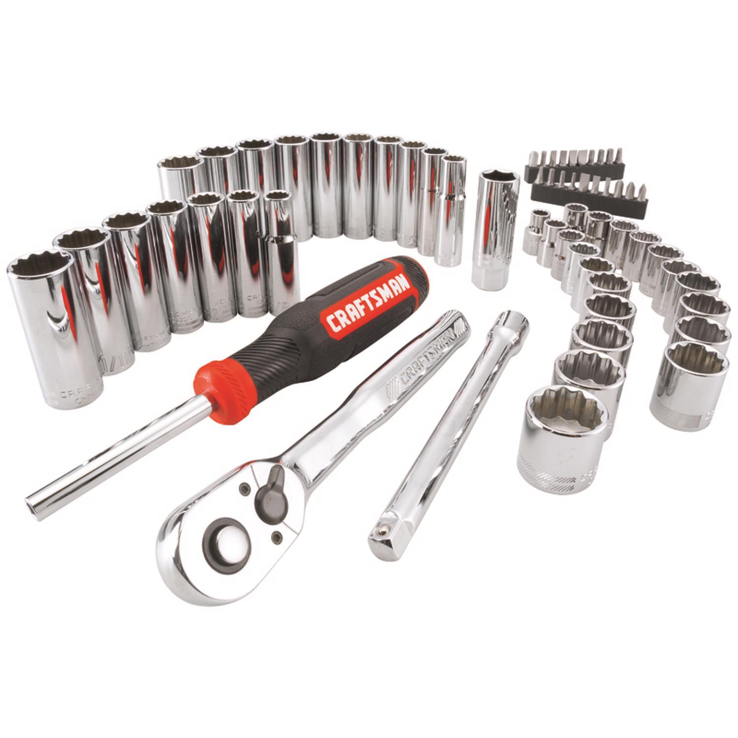 Craftsman 3/8 in. drive Metric and SAE 12 Point Mechanic’s Tool Set 61 pc Shopdrix shopdrix.com