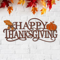 Glitzhome 10.63 in. Happy Thanksgiving Wall Decor