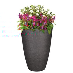 L&G Solutions 21.9 in. H X 16 in. D Polyresin Speckle Tall Planter Charcoal