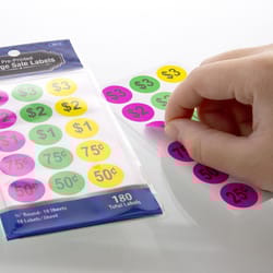 Bazic Products 3/4 in. H X 3/4 in. W Round Assorted Garage Sale Label 180 pk