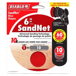 Diablo SandNet 6 in. Ceramic Blend Hook and Lock Sanding Disc 60 Grit Coarse 10 pk