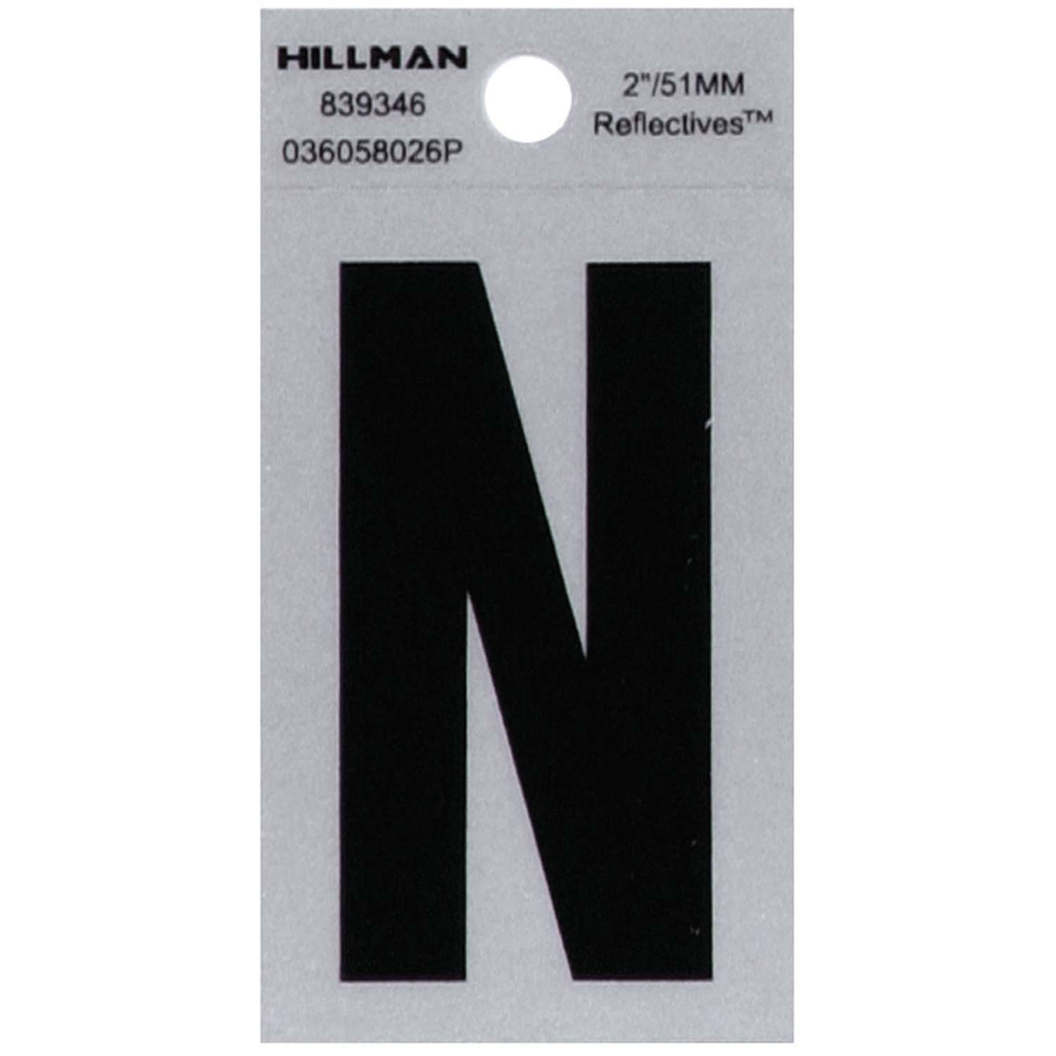 Hillman 2 in. Reflective Black Mylar SelfAdhesive Letter No 1 pc Ace