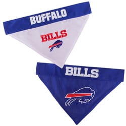 Pets First Blue/White Buffalo Bills Cotton/Nylon Dog Collar Bandana Small/Medium