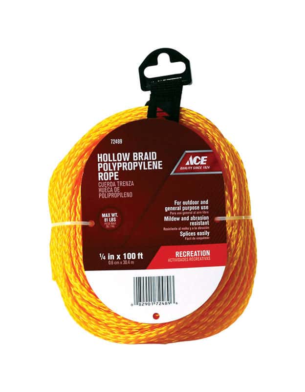 Ace 1/4 in. D X 100 ft. L Yellow Braided Poly Rope Ace Hardware