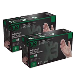 X3 Polyethylene Disposable Gloves Large Clear Powder Free 500 pk