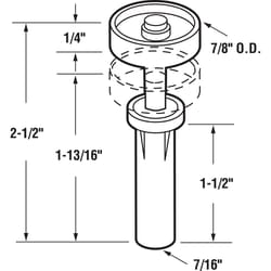 Prime-Line 7/8 in. D X 2-1/2 in. L Mill White Steel Guide Wheel 2 pc