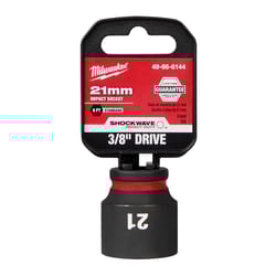 Milwaukee Shockwave 21 mm X 3/8 in. drive Metric/SAE 6 Point Standard Impact Socket 1 pc