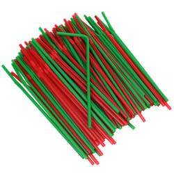 Chef Craft Green/Red Plastic Christmas Flexible Straws