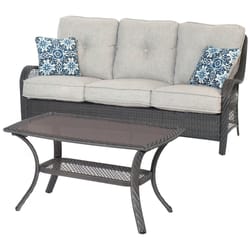 Hanover Orleans 2 pc Chocolate Brown Steel Casual Patio Set Heather Gray