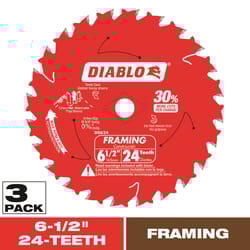 Diablo Tracking Point 6-1/2 in. D X 5/8 in. TiCo Hi-Density Carbide Framing Blade 24 teeth 1 pk
