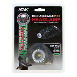 ATAK 500 lm Black LED Head Lamp 18650 Battery