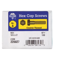 Hillman 1/4 in. D X 2-1/4 in. L Heat Treated Zinc Steel Hex Head Cap Screw 100 pk