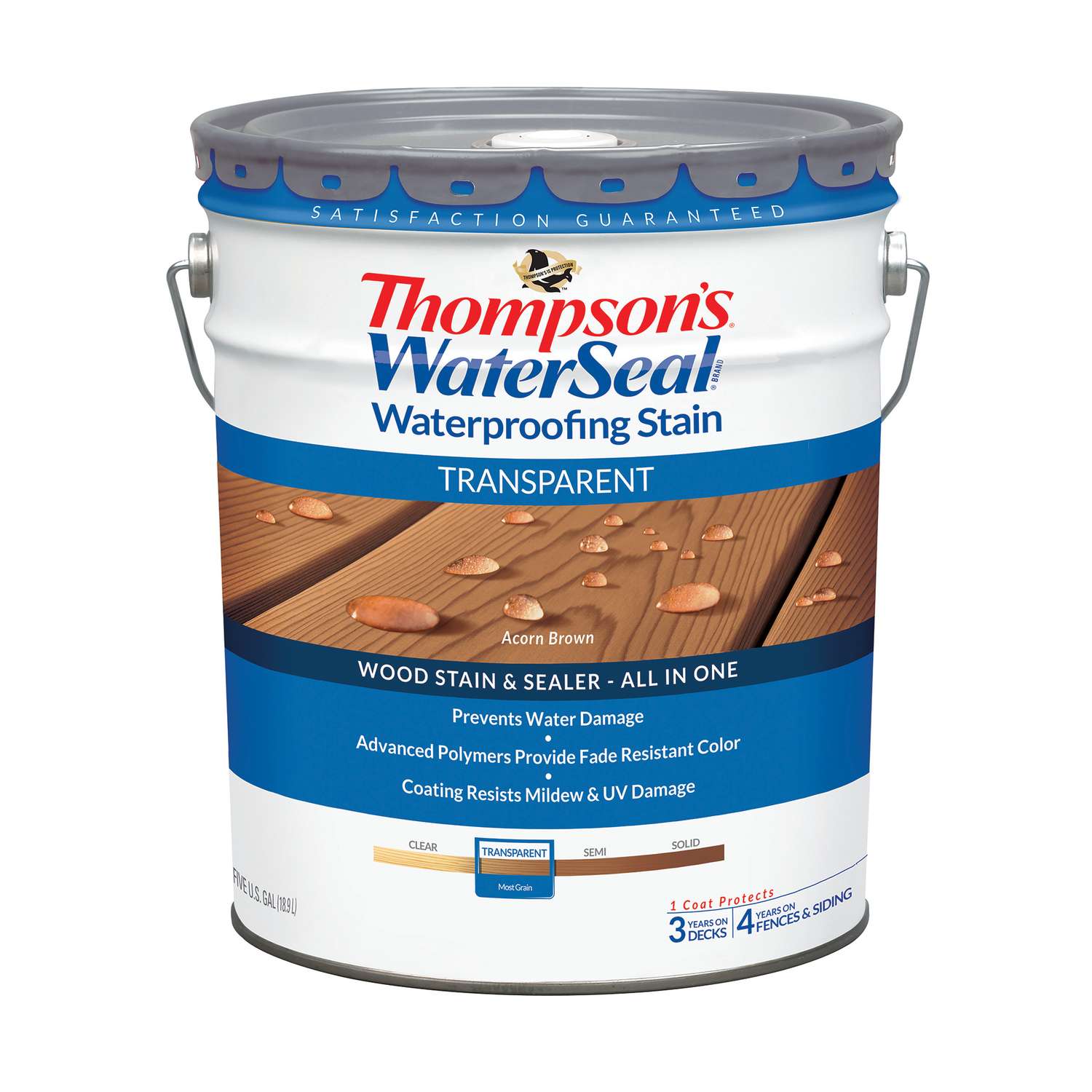 Thompson S Waterseal Transparent Acorn Brown Waterproofing Wood Stain And Sealer 5 Gal Ace Hardware