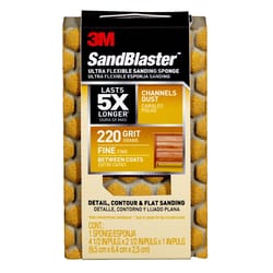 3M Sandblaster 4-1/2 in. L X 2-1/2 in. W X 1 in. 220 Grit Fine Flat Surface Sanding Sponge