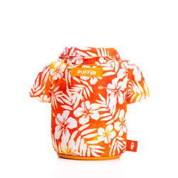 Puffin Drinkwear The Aloha 12 oz Clear/Orange Polyester Apricot Floral Can Holder